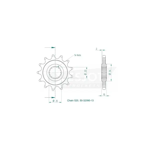 pinion esjot fits onTM 250/350 2T 13 teeth | Expresní doručení