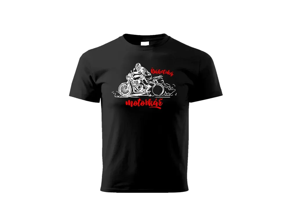Nově v e-shopu | Pánské triko s motivem ĎÁBELSKÝ MOTORKÁŘ černé