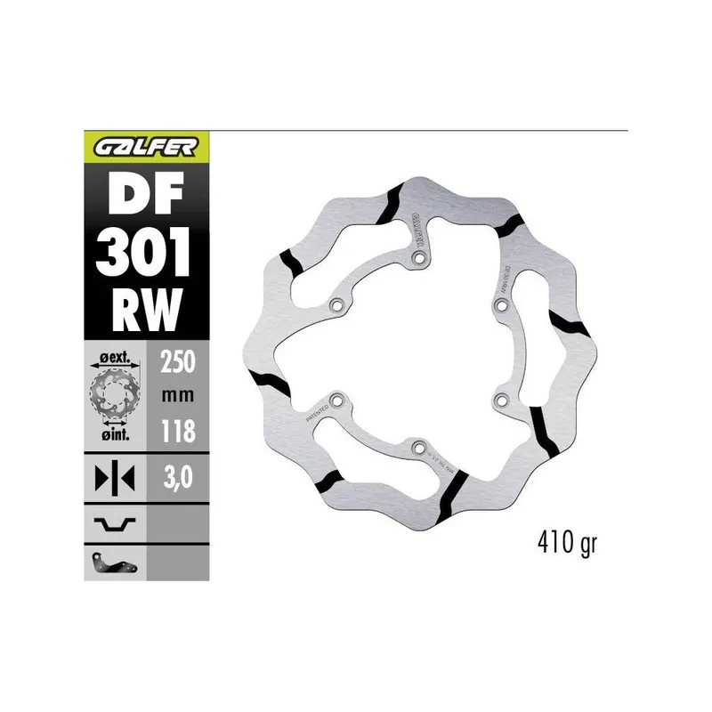 Speciální nabídka - Přední brzdový kotouč GALFER SUZUKI RM 125/250, DR-Z 250/400, YAMAHA WR 250F, WR/YZ 426F/450F, YZ 125/250 FIXED GROOVED (250X118