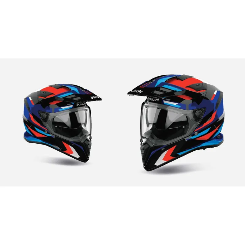 Enduro přilba AIROH BADX-X Glitch (modrá/červená lesklá) 2027 | Poslední kusy
