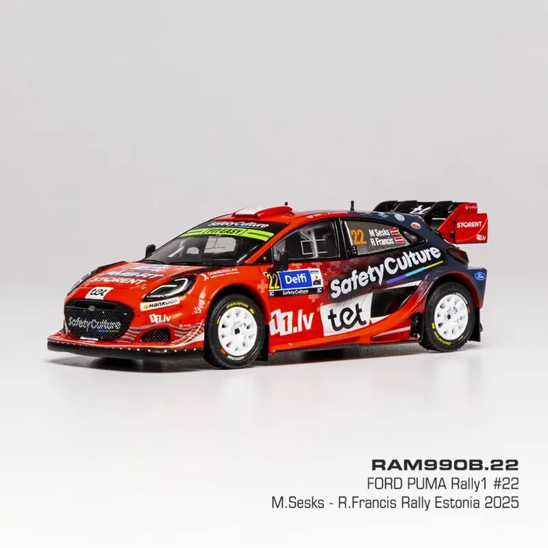 Ford Puma Rally1, Rally Estonia, 2025, 22, M.Sesks/R.Francis, 1 43 IXO RAM990B.22 - Nově v sortimentu