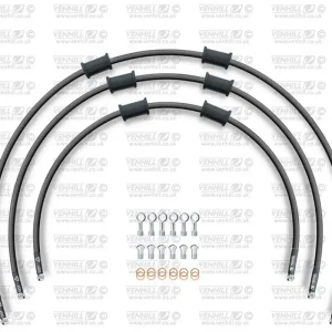 Akce | STANDARD Hadice přední brzdy sada Venhill POWERHOSEPLUS SUZ-11001F-BK (3 hadice v sadě) černé hadice, chromové koncovky